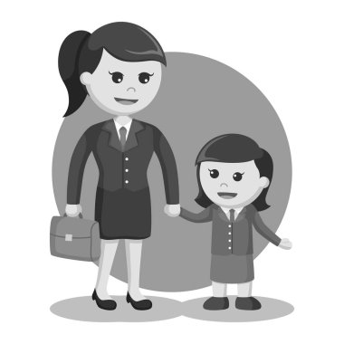 Anne ve kızı işkadını siyah beyaz tarzı olarak giymiş