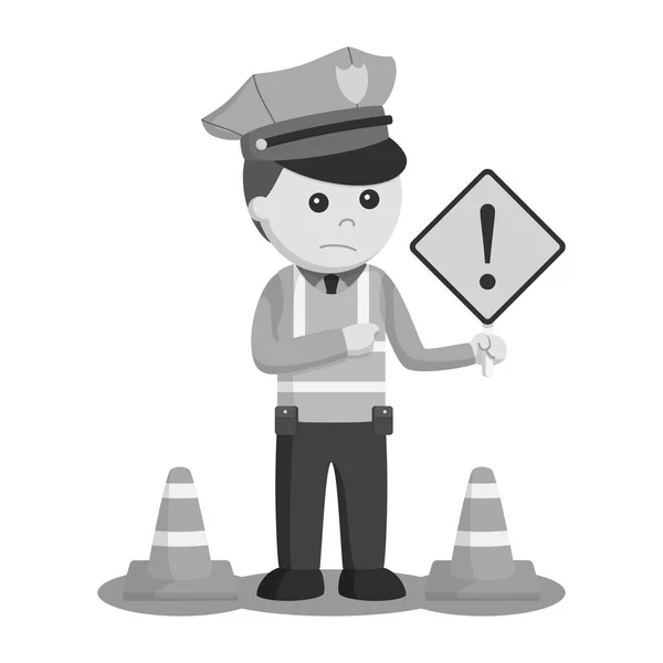 Traffic Police Danger Sign Black White Style — Stock Vector