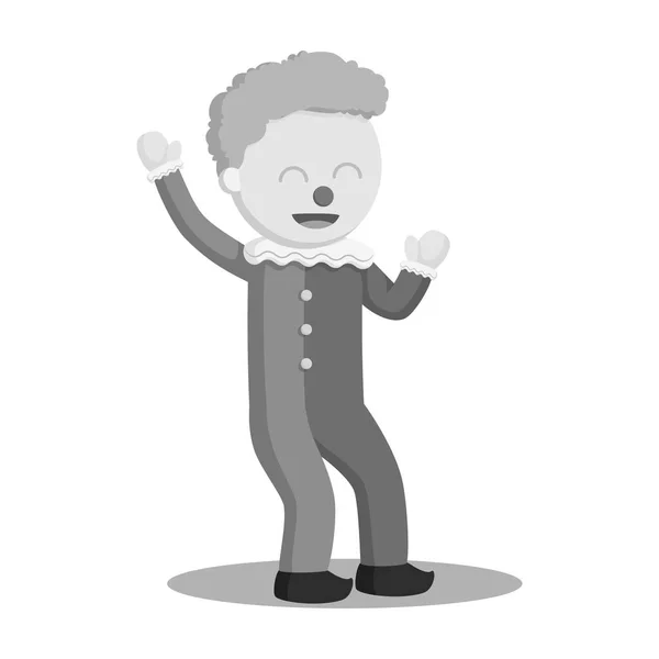 Payaso Saludo Vector Ilustración Diseño Blanco Negro Estilo — Vector de stock