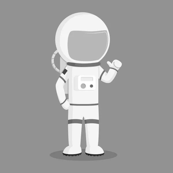 Astronaut Stående Pose Vektor Illustration Design Svart Och Vit Stil — Stock vektor