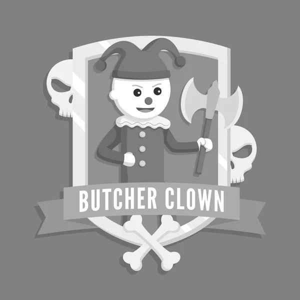 Rzeźnik Clown Logo Wektor Ilustracja Styl Projektowania Czarno Białe — Wektor stockowy