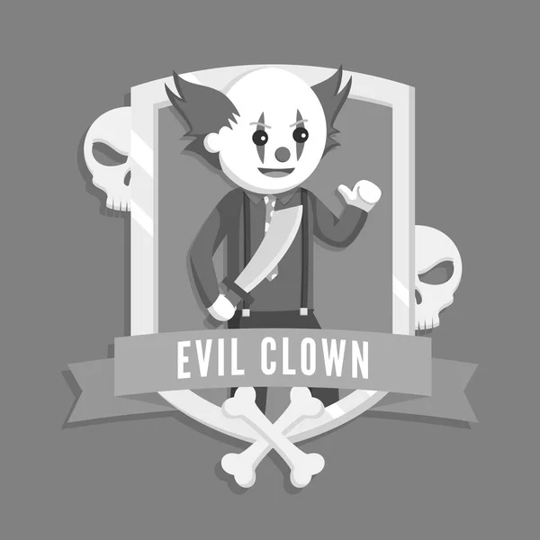 Killer Clown Logo Vector Illustration Design Black White Style — Stock Vector
