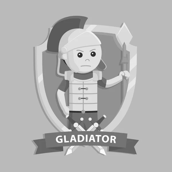 Gladiator Gold Emblem Black White Style — Stock Vector