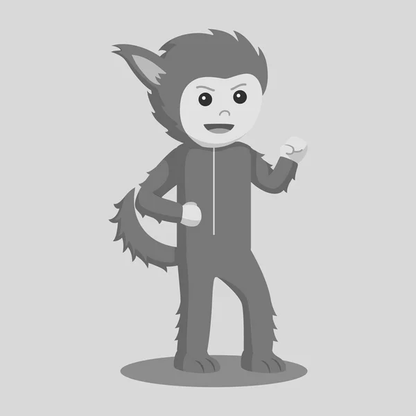 Man Werewolf Costume Black White Style — Stock Vector