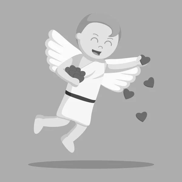 Cupido Diffusione Amore Illustrazione Disegno Bianco Nero Stile — Vettoriale Stock