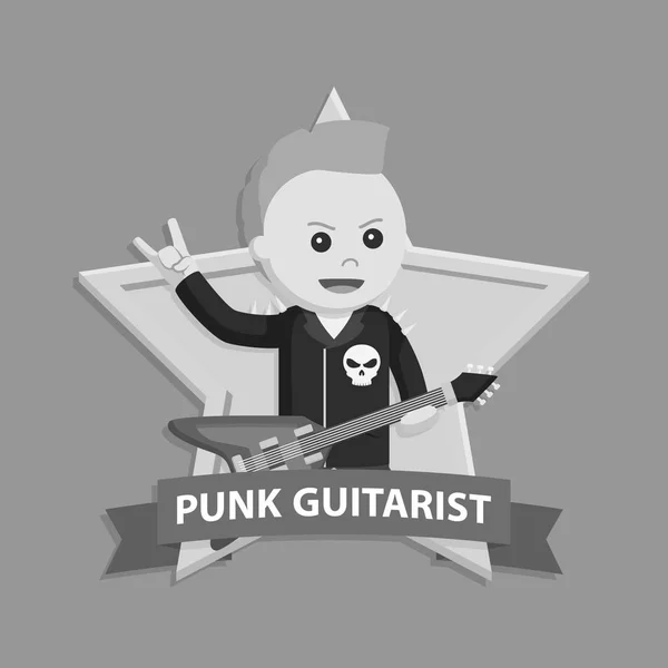 Guitariste Punk Dans Style Emblème Noir Blanc — Image vectorielle