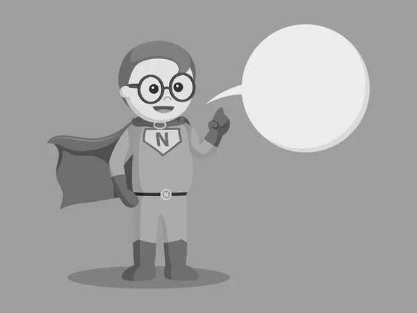 Super Héroe Nerd Con Callout Estilo Blanco Negro — Vector de stock