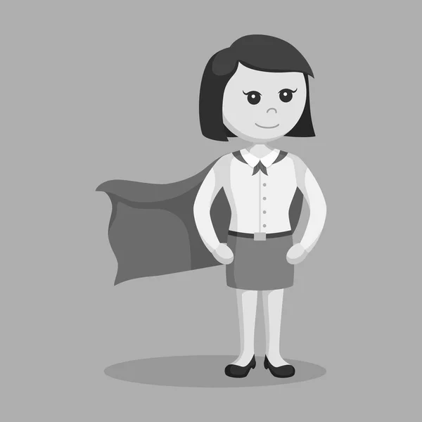 Super Office Girl Standing Pose Black White Style — Stock Vector