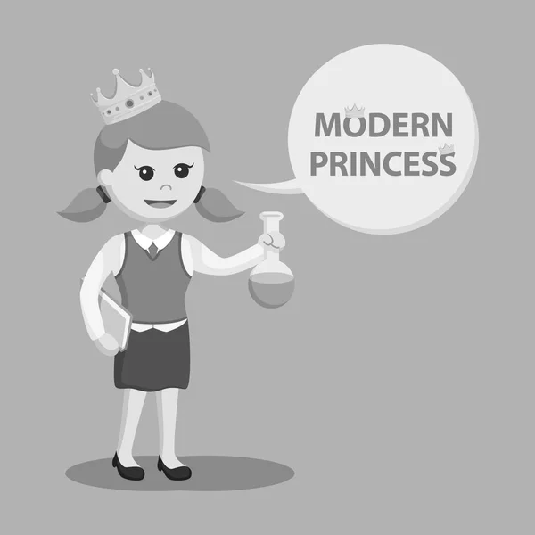 Nerd Moderna Princess Med Bildtext Svartvit Stil — Stock vektor