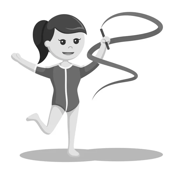 Gymnastická Stuha Černobílé Syle Žena — Stockový vektor