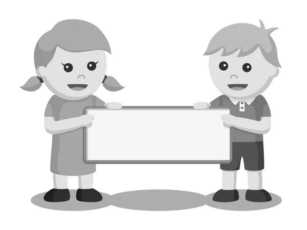空白板黑白样式的男孩和女孩 — 图库矢量图片