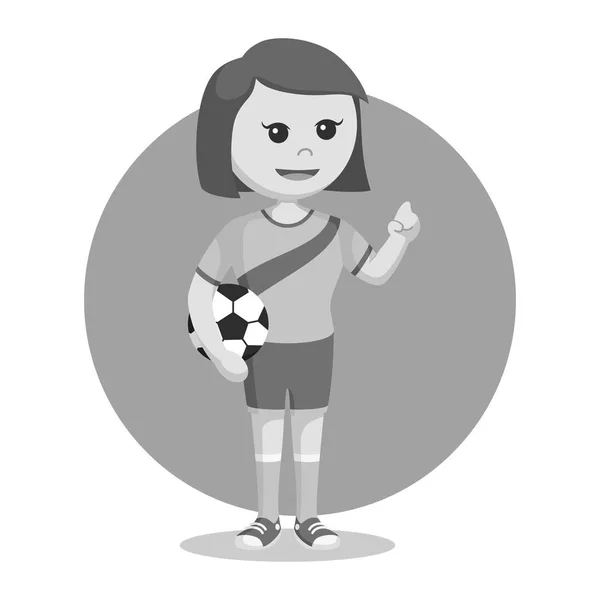 Soccer Ball Player Girl Black White Style — Stock Vector