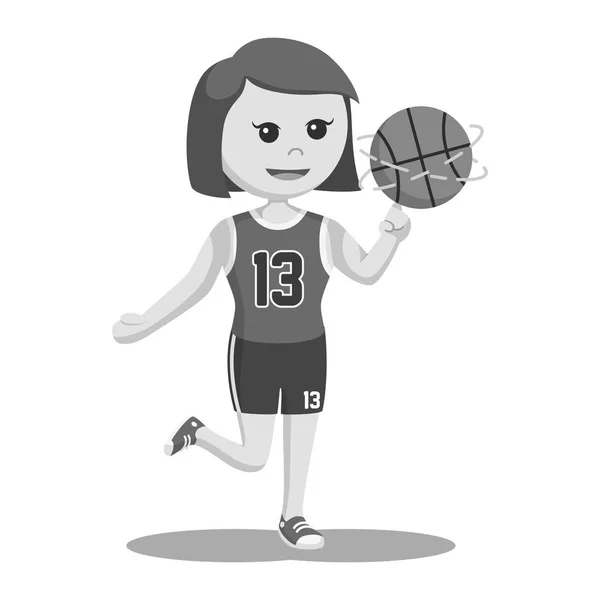 Basket Ball Player Girl Black White Style — Stock Vector