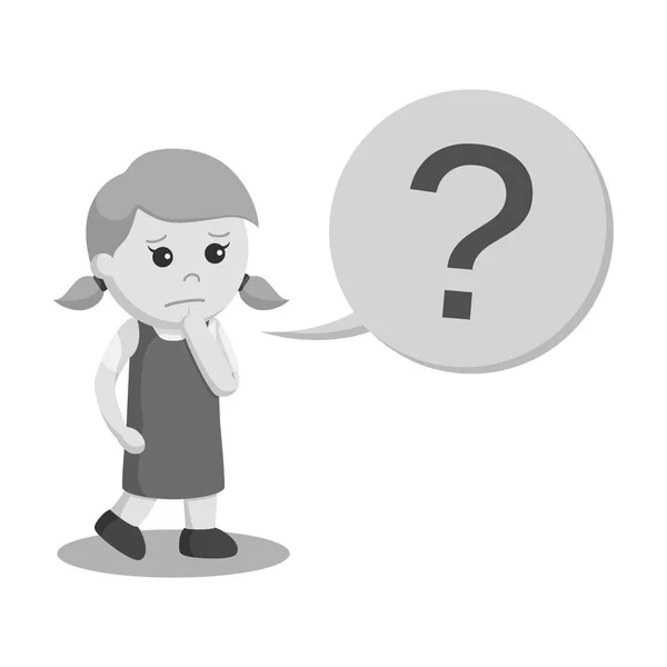 Little Girl Question Mark Callout Black White Style — Stock Vector
