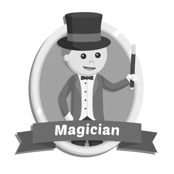 Mago Emblema Diseño Ilustración Estilo Blanco Negro — Archivo Imágenes Vectoriales