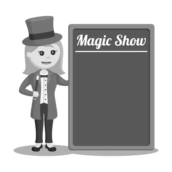 黑白板女魔术师 — 图库矢量图片