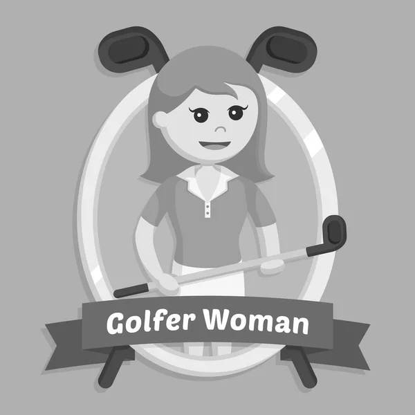 Golfeur Femme Emblème Noir Blanc Style — Image vectorielle