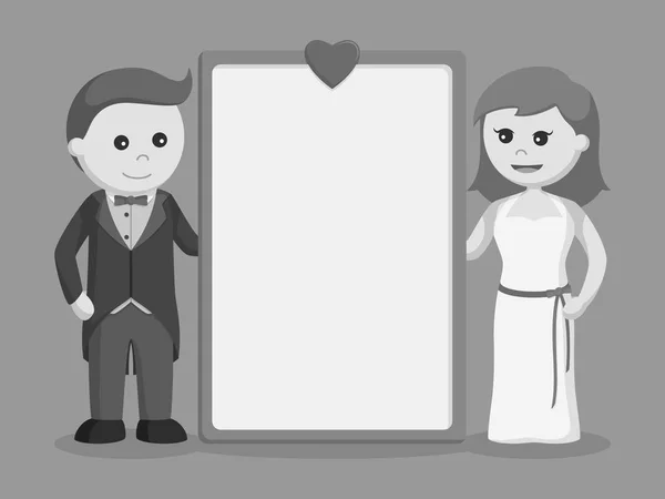 Couple Marié Avec Grand Conseil Style Noir Blanc — Image vectorielle