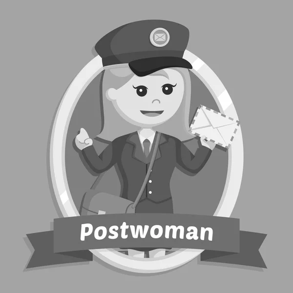 Postbotin Emblem Illustration Design Schwarz Weiß Stil — Stockvektor