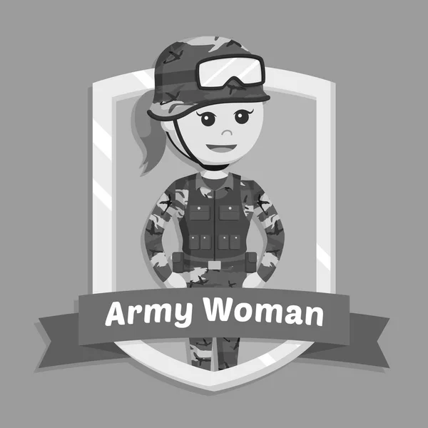 Armádní Žena Stylu Znaku Černé Bílé — Stockový vektor