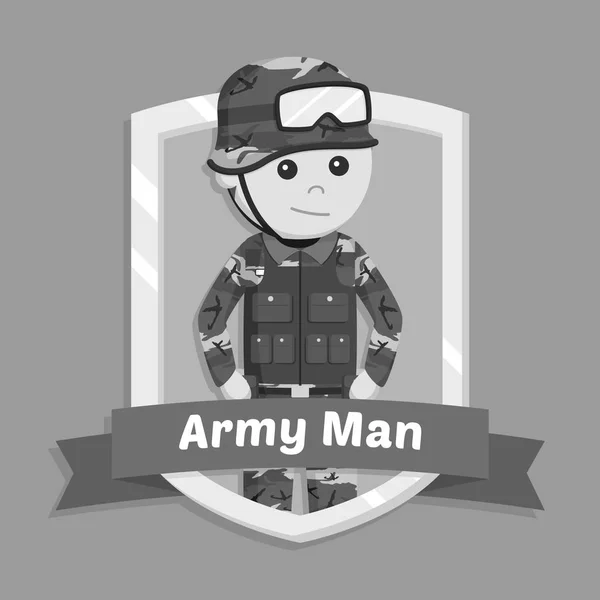 Армійський Чоловік Емблемі Чорно Білого Стилю — стоковий вектор