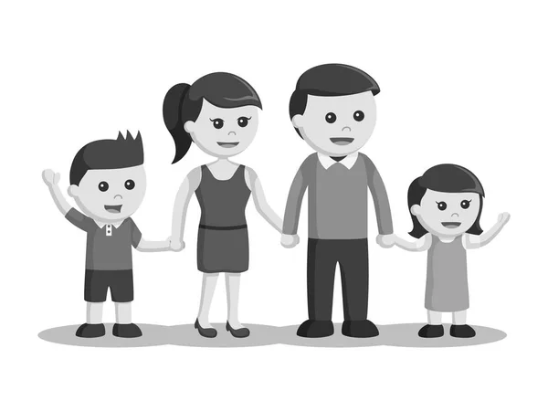 Happy Family Illustration Design Black White Style — Stock Vector