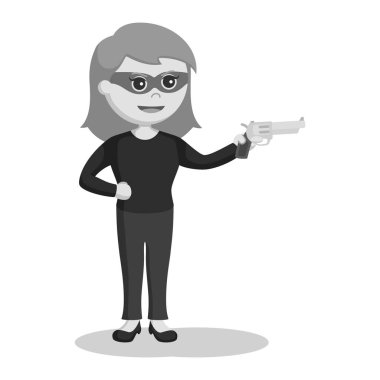 kadın hırsız tabanca siyah beyaz style ile