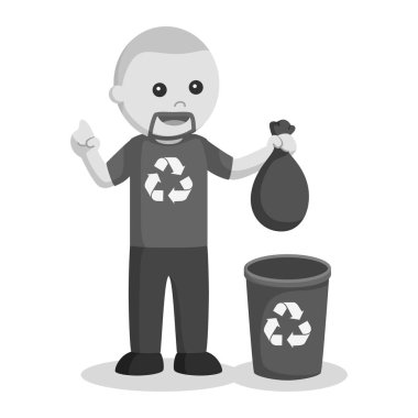 siyah ve beyaz stil bin çöp adam çevre aktivisti koymak