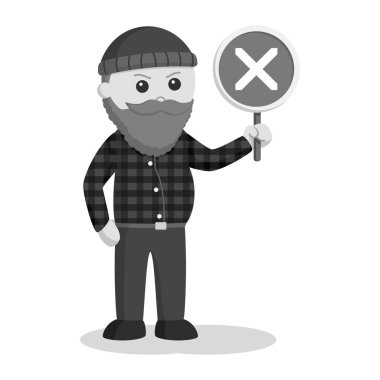 çapraz işareti siyah beyaz tarzı ile yağ oduncu