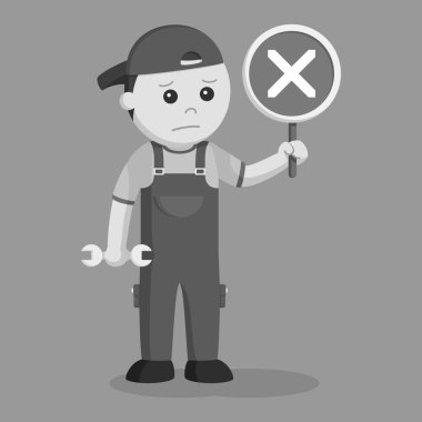 mekanik çapraz işareti ile başarısız onarım siyah beyaz stil gösterir