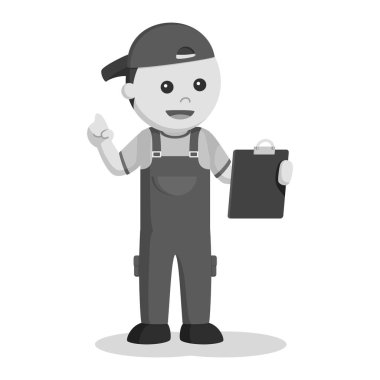 Pano resimde siyah ve beyaz tasarım stili ile mekanik