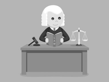 Yargıç hukuk kitabı siyah beyaz stil okuma