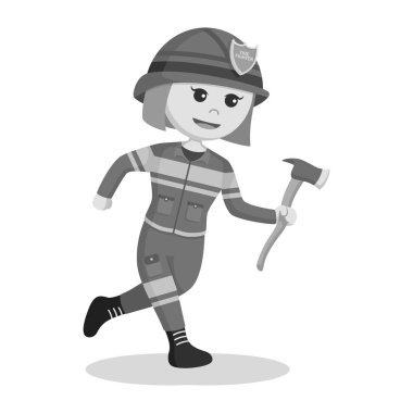 balta siyah beyaz tarzı ile çalışan firewoman