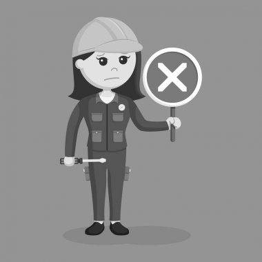 çapraz işareti siyah beyaz tarzı ile kadın elektrikçi