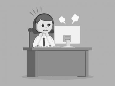 Merkezi kadın panik siyah-beyaz çalışma tarzı süre ara