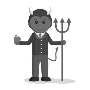 siyah ve beyaz elma tarzı tutan kötü iş adamı