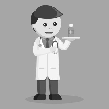 Tıp siyah beyaz stil tutan doktor