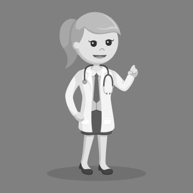 kadın doktor resimde siyah ve beyaz tasarım stili