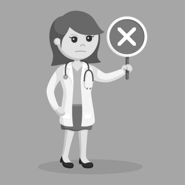 kadın doktor resimde siyah ve beyaz tasarım stili