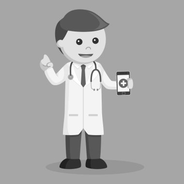 siyah ve beyaz smartphone tarzı holding doktor