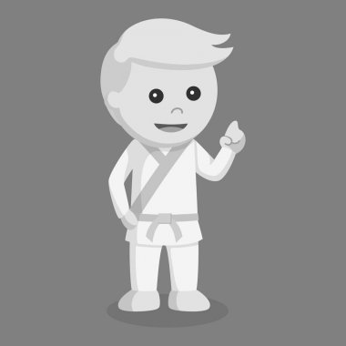 Karate çocuk resimde siyah ve beyaz tasarım stili