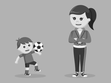kadın spor öğretmen tren çocuk siyah beyaz stil dengelemek nasıl