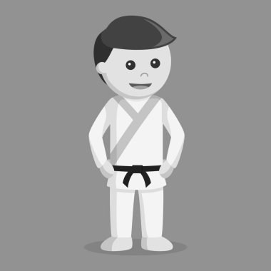 Karate adam resimde siyah ve beyaz tasarım stili