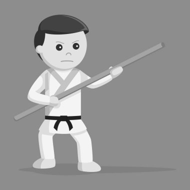 karate adam Bo personel siyah beyaz stil holding