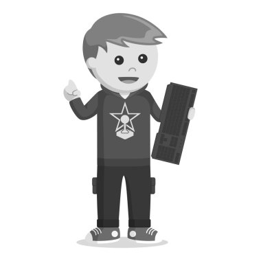 oyun holding klavye siyah beyaz stili