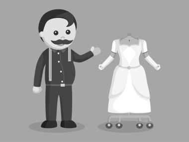 siyah ve beyaz elbise tarzı sunan şişman terzi