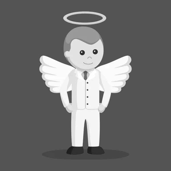 天使ビジネスマン立っている黒と白のポーズ スタイル — ストックベクタ