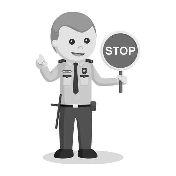 Oficial Segurança Com Sinal Stop Estilo Preto Branco —  Vetores de Stock