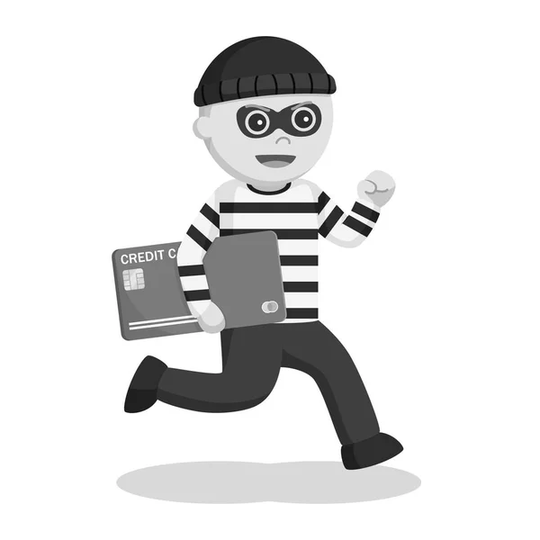 小偷偷信用卡黑白风格 — 图库矢量图片
