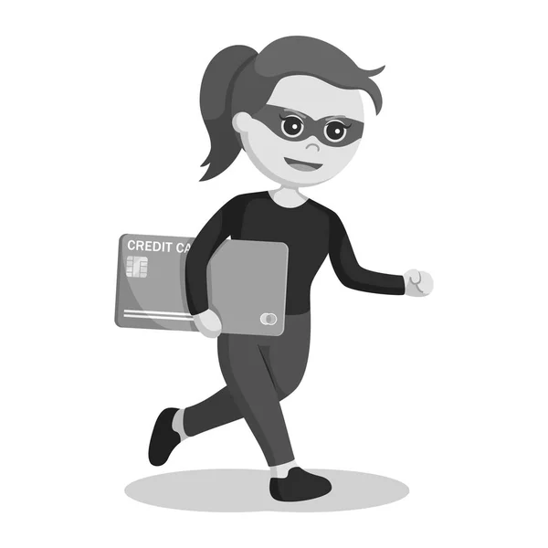 窃取信用卡黑白样式的妇女窃贼 — 图库矢量图片